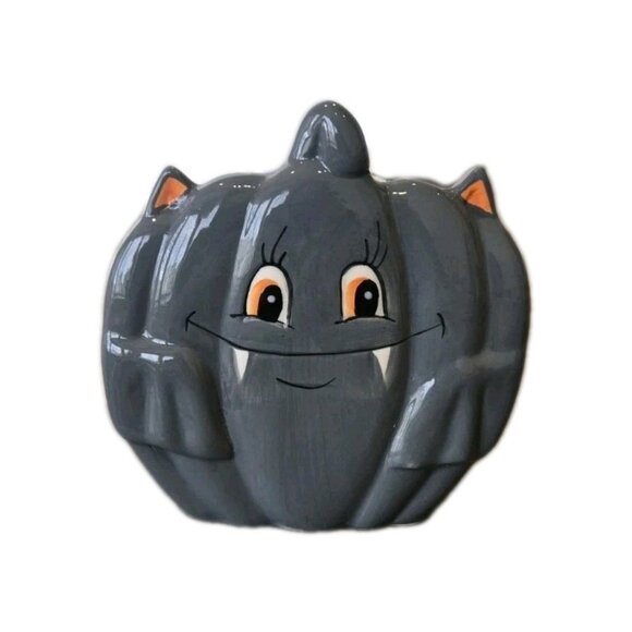 New Ceramic Grey Happy Smiling Bat Halloween Dinning Napkin Holder - Picture 4 of 4